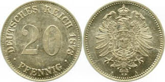 Deutsches Reich 20 Pfennig 1873