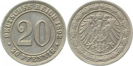 Deutsches Reich 20 Pfennig 1892
