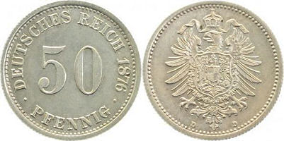 Deutsches Reich 50 Pfennig 1876