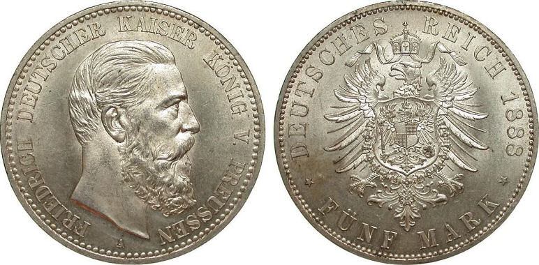 Deutsches Reich 5 Mark 1888 (Preußen)