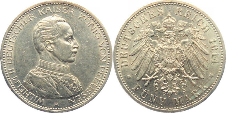 Deutsches Reich 5 Mark 1914 (Preußen)
