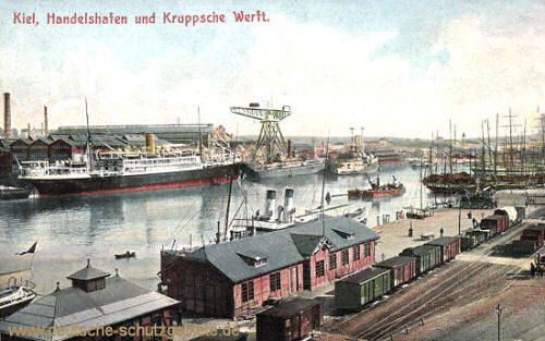 Kiel, Handelshafen und Kruppsche Werft