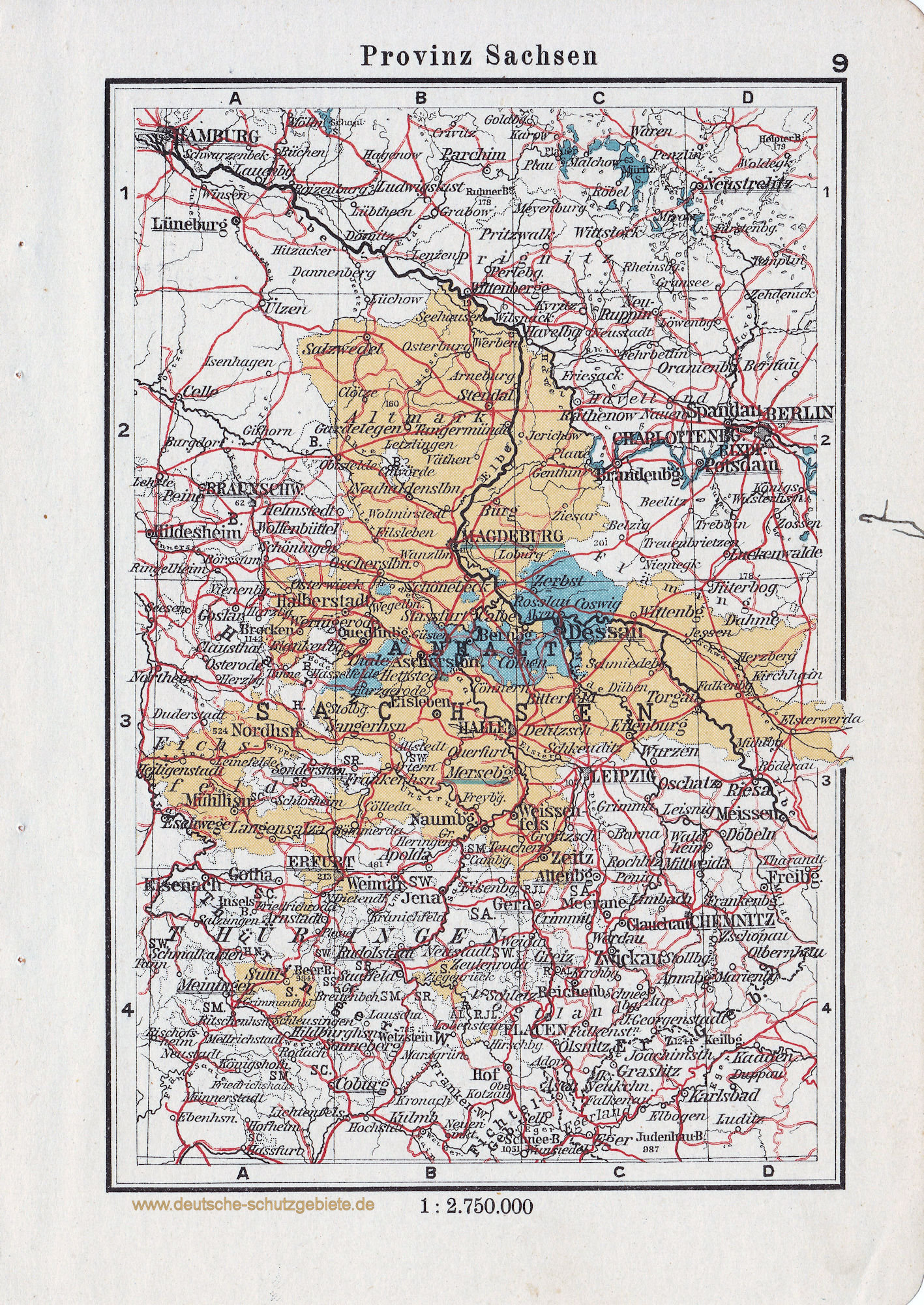 Alte Sachsen Anhalt Dekorative Landkarte Sohr 1875