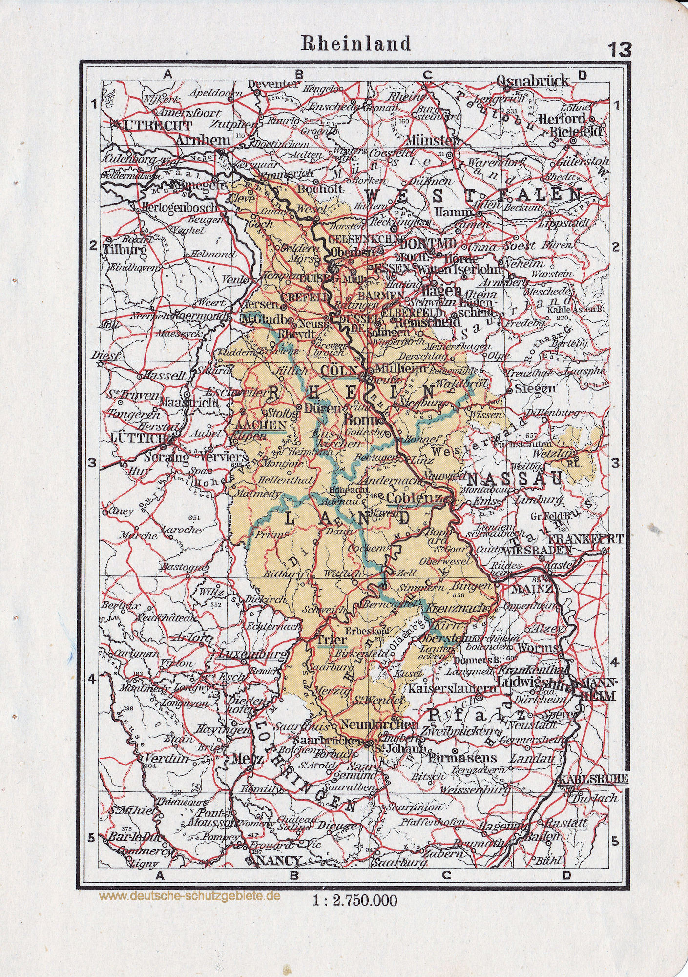 Landkarte Rheinland