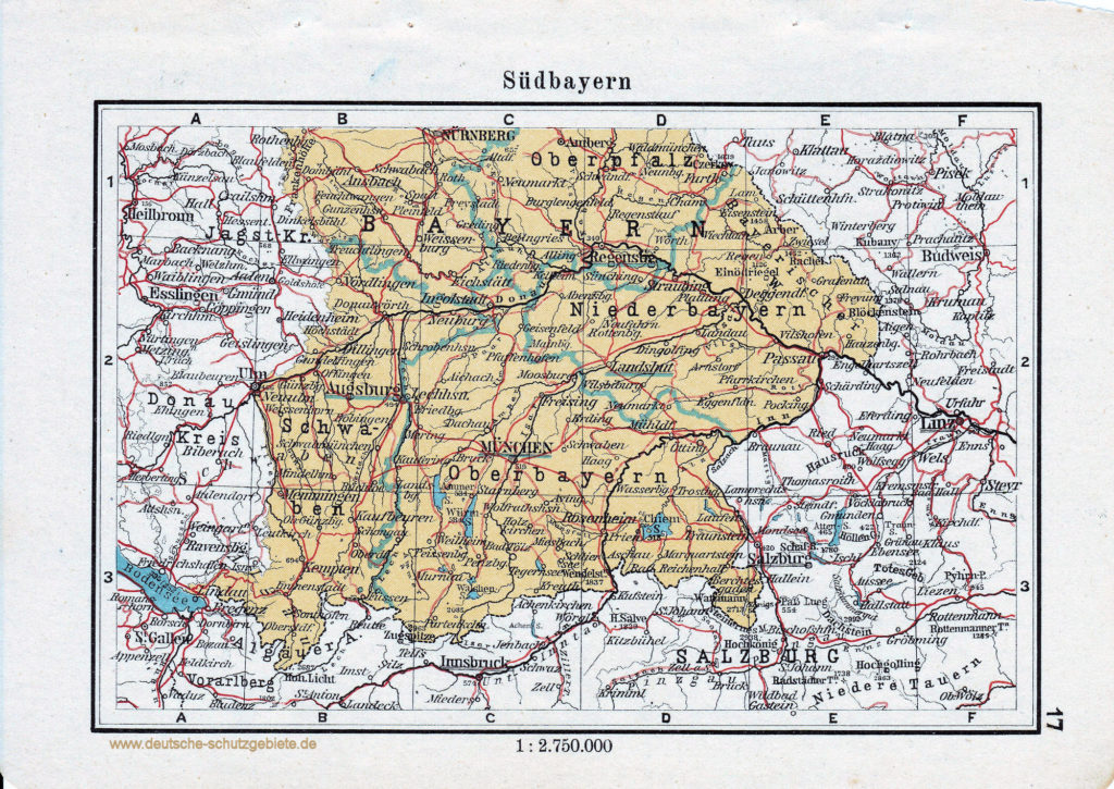 Landkarte Süd-Bayern