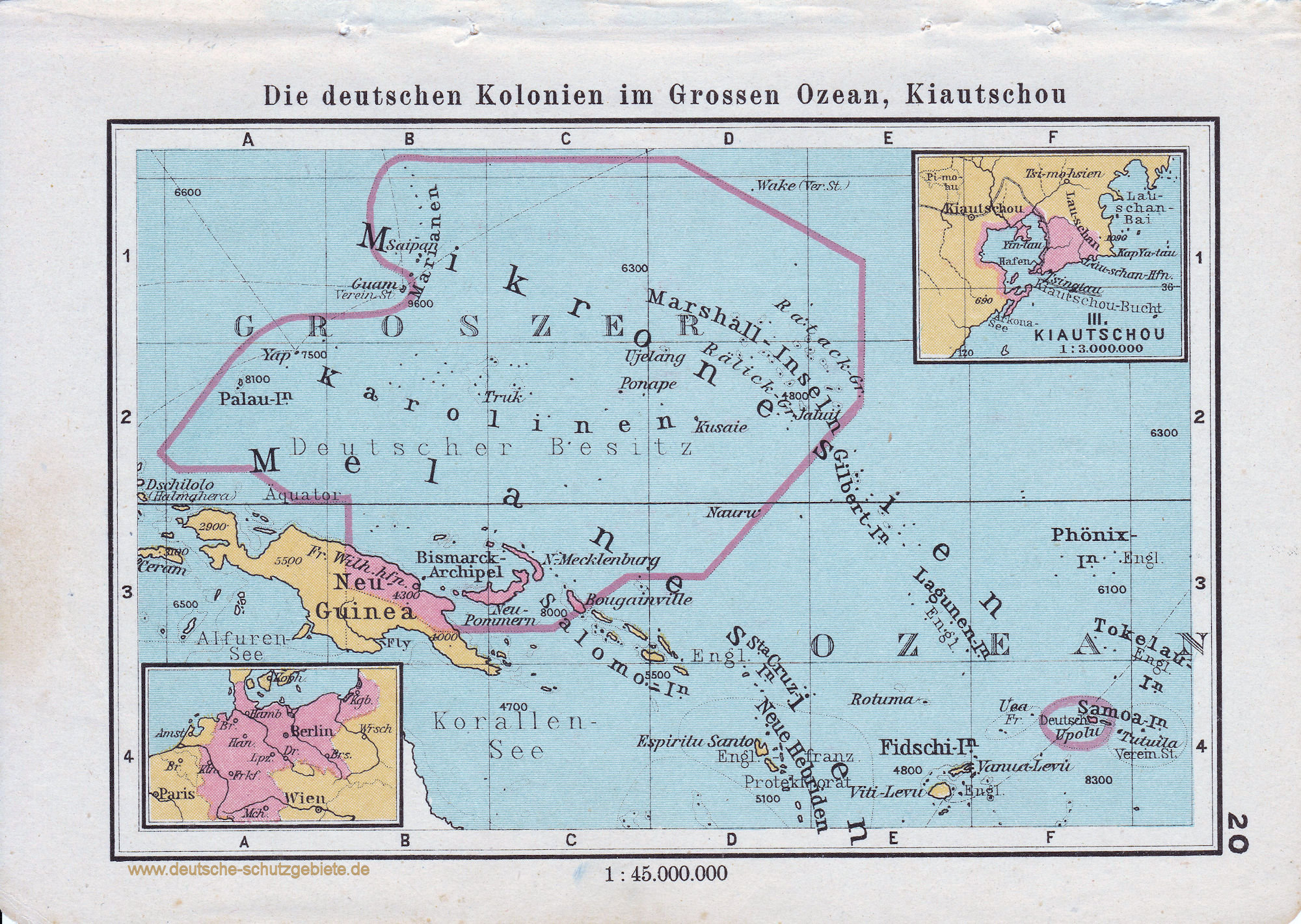 Landkarte die deutschen Kolonien im Großen Ozean, Kiautschou