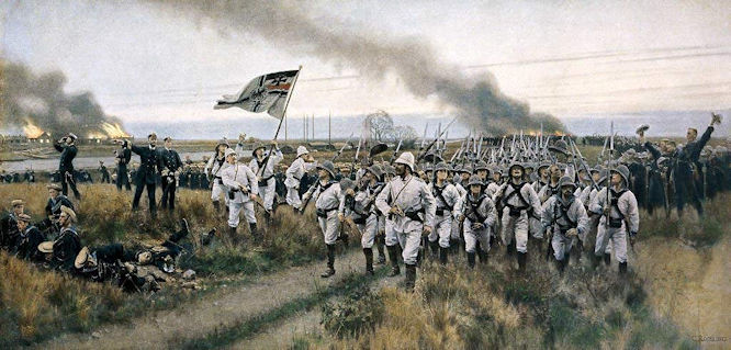 "The Germans to The Front" nach einem Gemälde von Carl Röchling