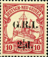 Deutsch-Neu-Guinea 10 Pfennig mit Aufdruck G.R.I.
