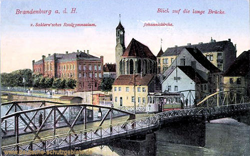 Brandenburg a.H., Lange Brücke, Realgymnasium, Johanniskirche