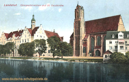 Landshut, Oberpostdirektion und Heiliger Geist Kirche
