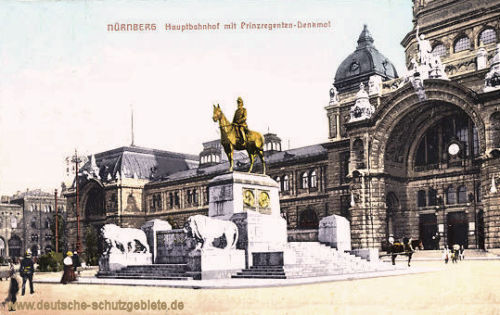 Nürnberg, Hauptbahnhof mit Prinzregenten-Denkmal
