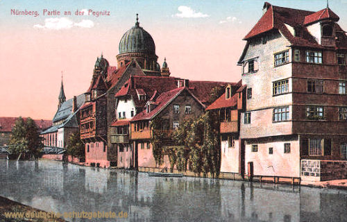 Nürnberg, Partie an der Pegnitz (Synagoge)