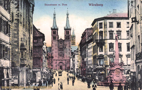 Würzburg, Domstraße und Dom