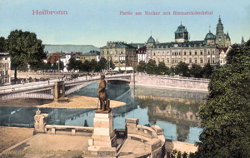 Heilbronn, Partie am Neckar mit Bismarckdenkmal