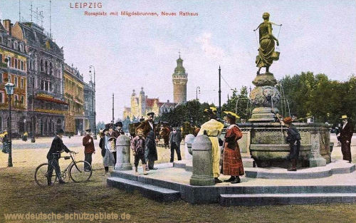 Leipzig, Rossplatz mit Mägdebrunnen