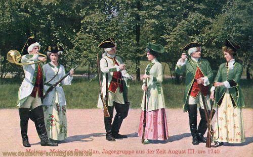 Meißen, Meißner Porzellan, Jägergruppe aus der Zeit August III. um 1740