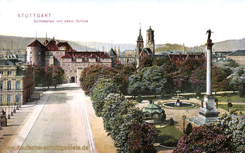 Stuttgart, Schlossplatz mit altem Schloss