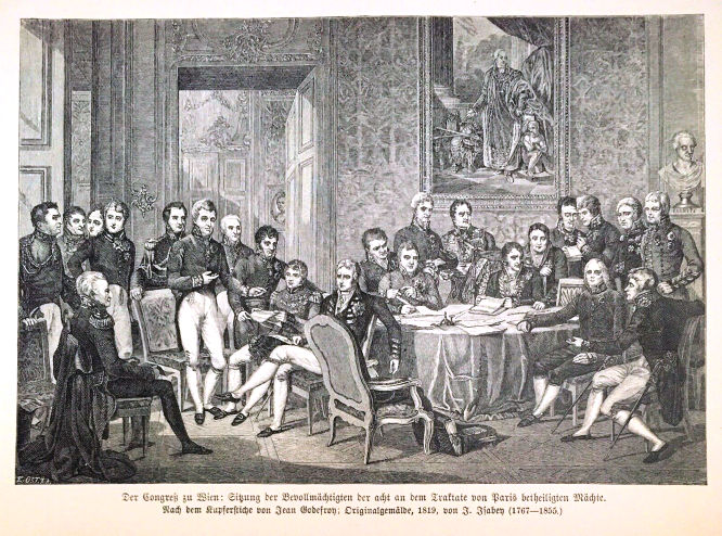 Wiener Kongress: Sitzung der Bevollmächtigten der acht an dem Trakte von Paris beteiligten Mächte.