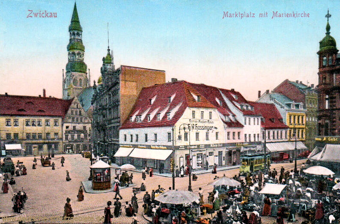 Zwickau i. S., Marktplatz mit Marienkirche