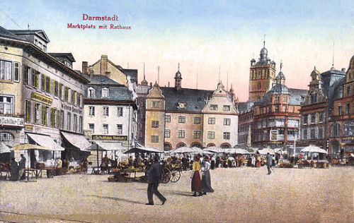 Darmstadt, Marktplatz mit Rathaus