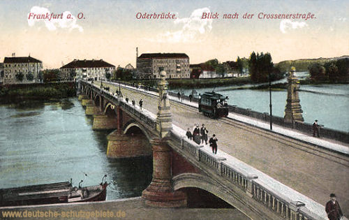 Frankfurt Oder, Oderbrücke, Blick nach der Crossenerstraße