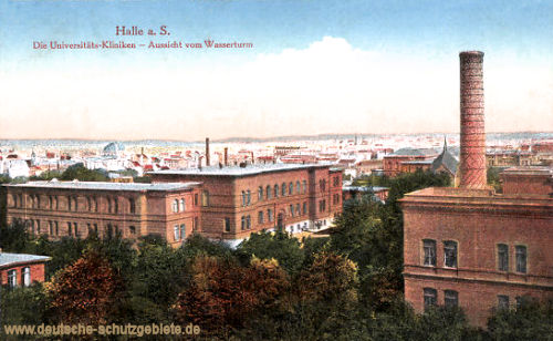 Halle. a. d. S., Die Universitäts-Kliniken - Aussicht vom Wasserturm