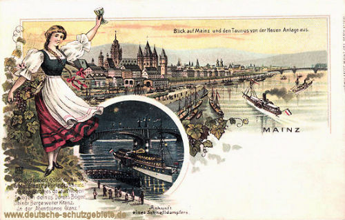 Mainz, Blick auf Mainz und den Taunus von der Neuen Anlage aus