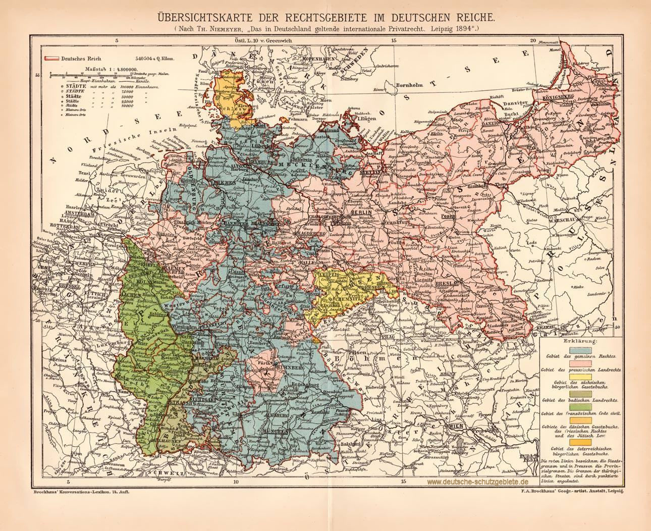 Übersichtskarte der Rechtsgebiete im Deutschen Reiche, 1894