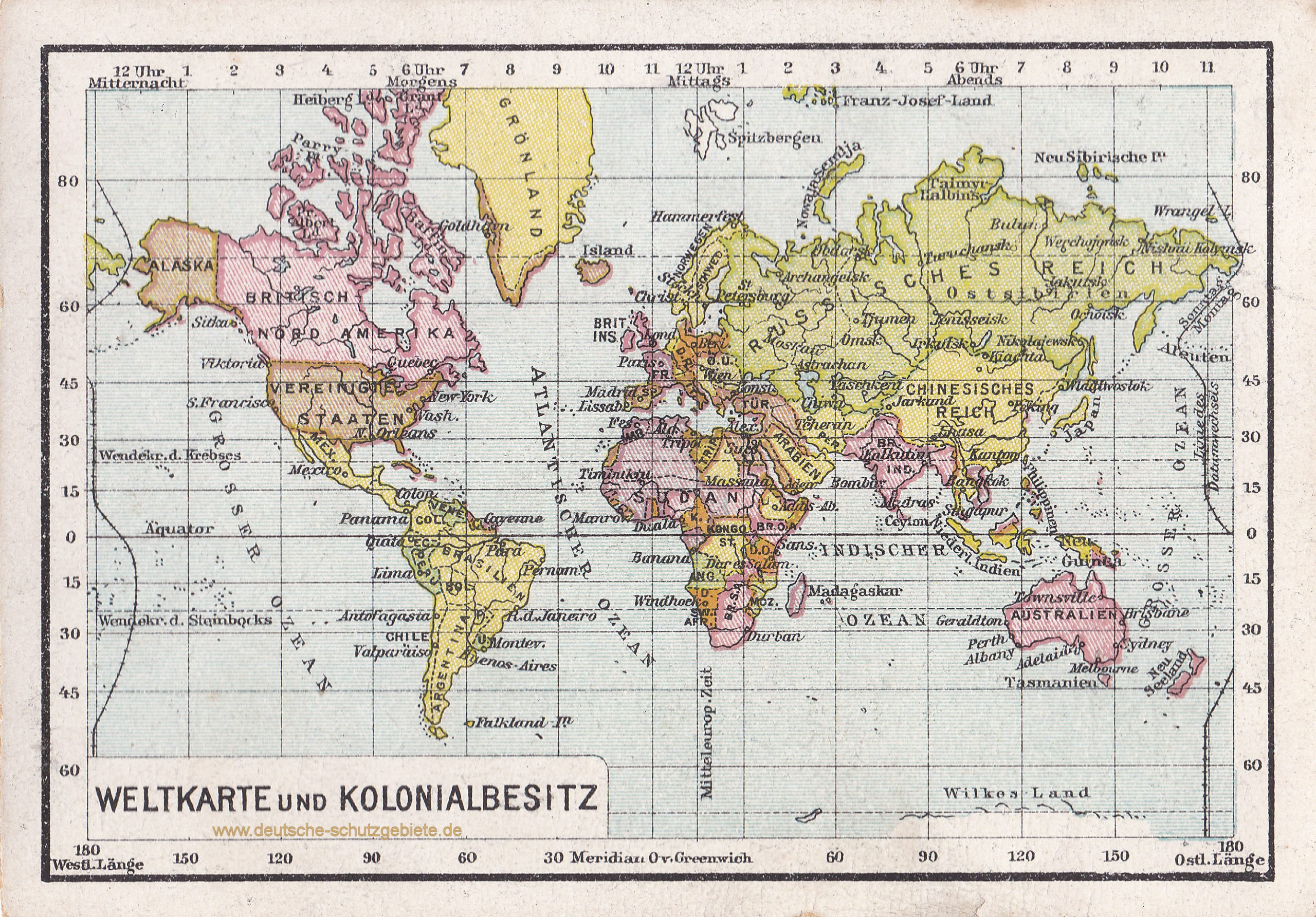 Weltkarte und Kolonialbesitz (1912)