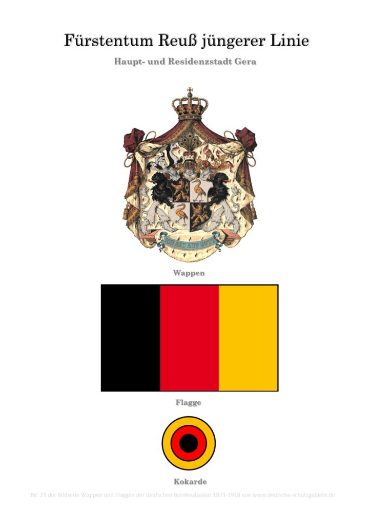 Fürstentum Reuß jüngerer Linie, Wappen, Flagge und Kokarde