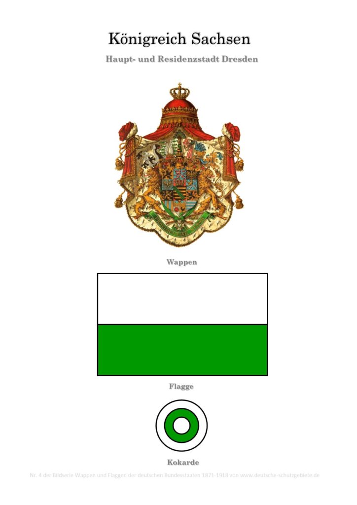 Königreich Sachsen, Wappen, Flagge und Kokarde
