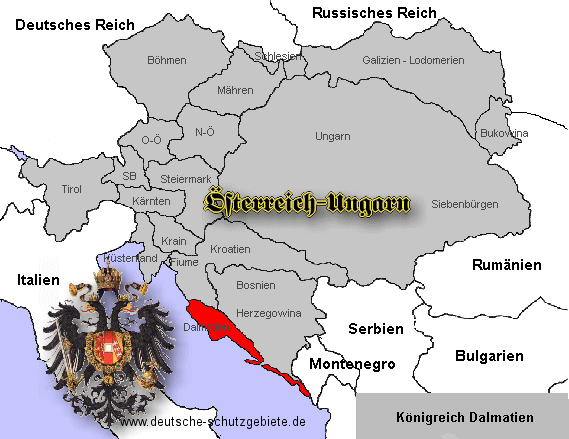 Dalmatien, Lage in Österreich-Ungarn