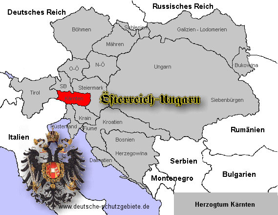 Kärnten, Lage in Österreich-Ungarn