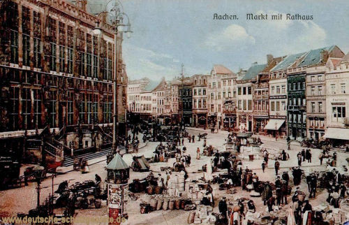 Aachen, Markt mit Rathaus