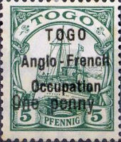 TOGO Anglo - French Occupation, One penny, 5 Pfennig