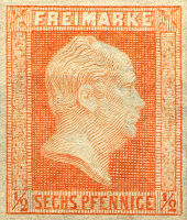 Briefmarke halber Silbergroschen/6 Pfennige Preußen 1859, König Friedrich Wilhelm IV.