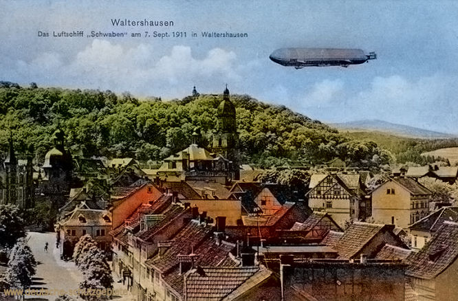 Waltershausen, Das Luftschiff Schwaben am 7. September 1911 in Waltershausen.