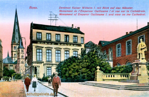 Bonn, Denkmal Kaiser Wilhelm I. mit Blick auf das Münster