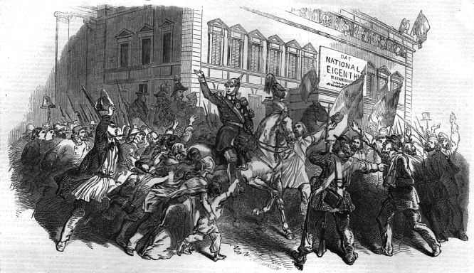 Der König von Preußen am 21. März 1848 in den Straßen Berlins.
