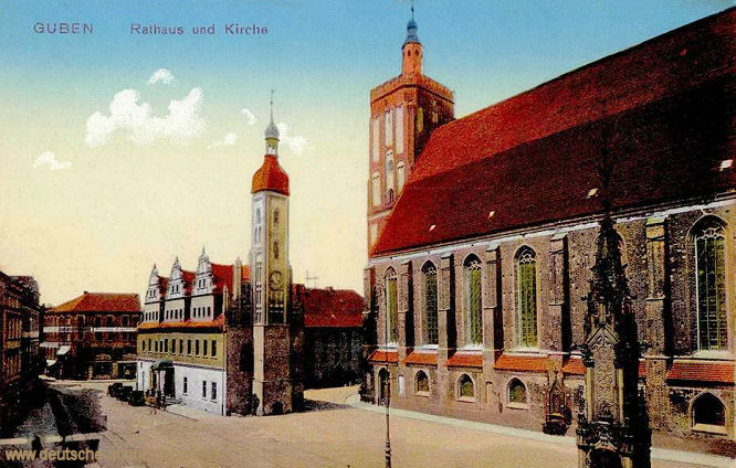 Guben, Rathaus und Kirche