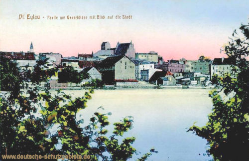 Deutsch-Eylau Partie am Geserichsee mit Blick auf die Stadt