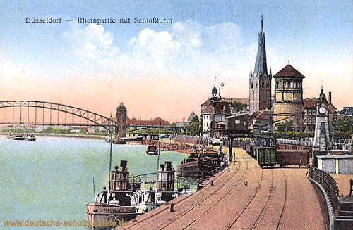 Düsseldorf, Rheinpartie mit Schlossturm