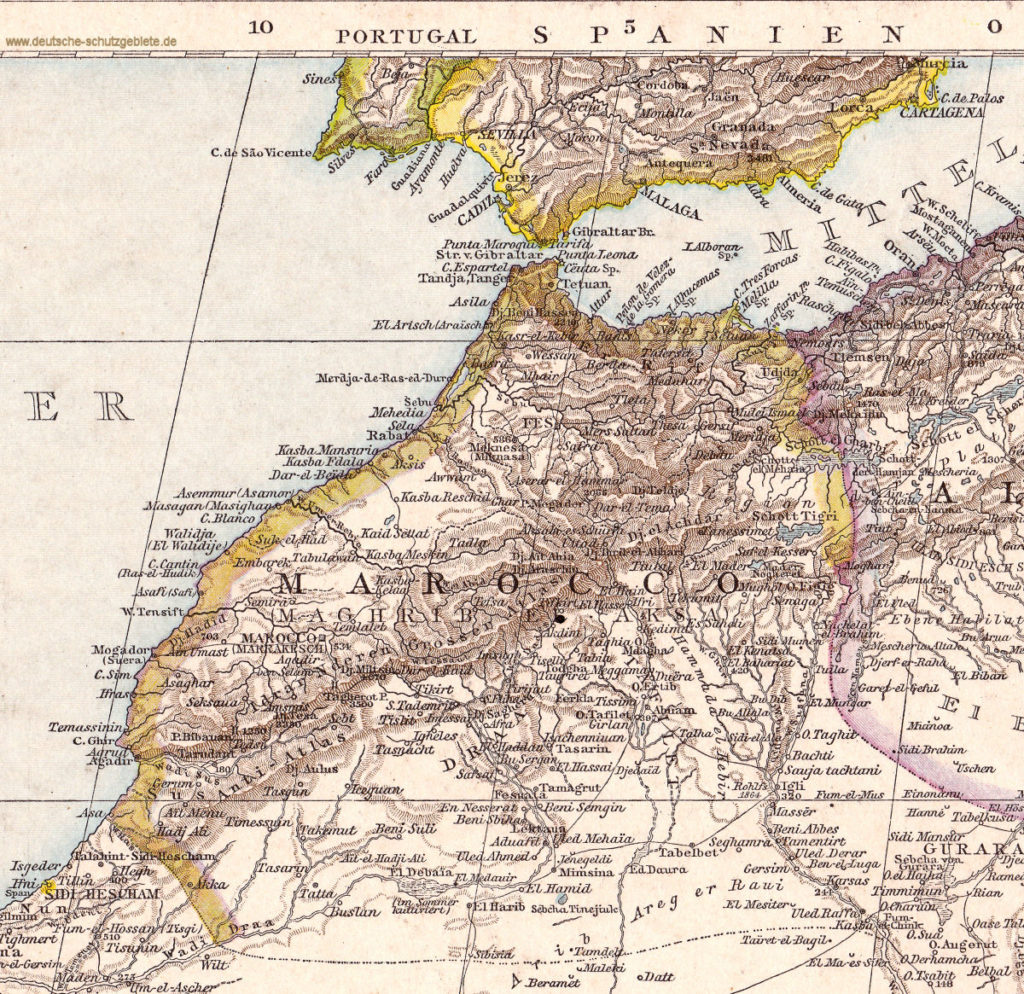Marokko 1887, Andrees Handatlas, Bielefeld und Leipzig 1887