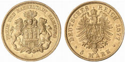 Hamburg 5 Mark 1877