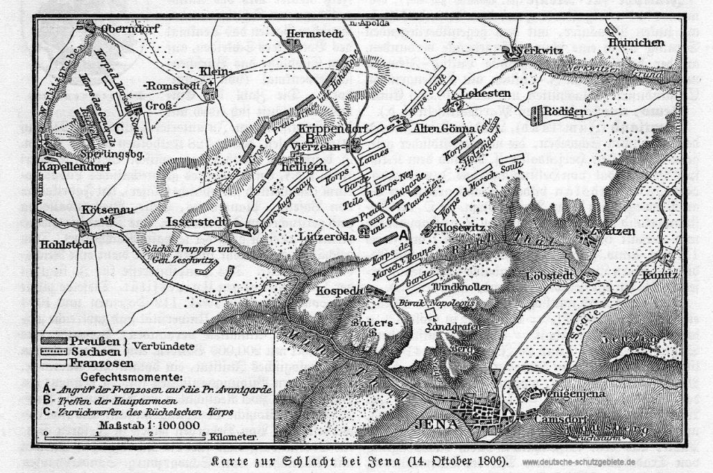 Karte zur Schlacht bei Jena (14. Oktober 1806)