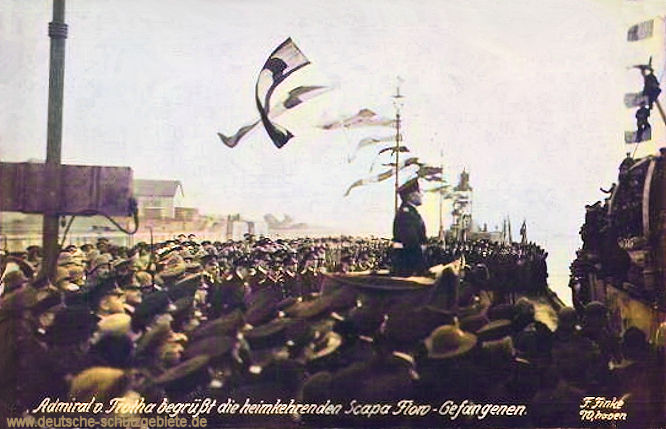 Admiral von Trotha begrüßte die heimkehrenden Scapa Flow Gefangenen. (31. Januar 1920)