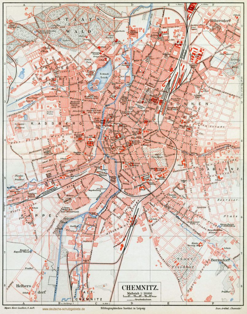 Chemnitz Stadtplan 1900 (Meyers Konversations-Lexikon 6. Auflage)