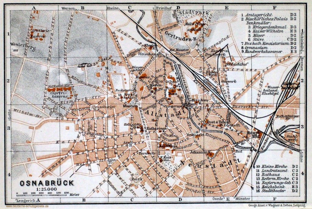 Osnabrück Stadtplan 1900 (Wagner & Debes Leipzig)