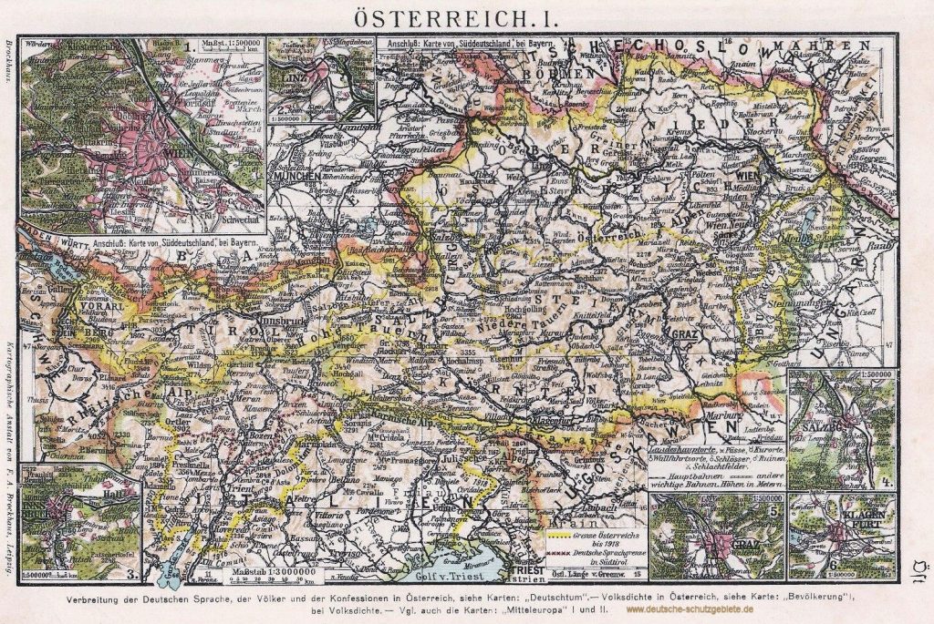 Österreich Landkarte 1926 (Brockhaus)