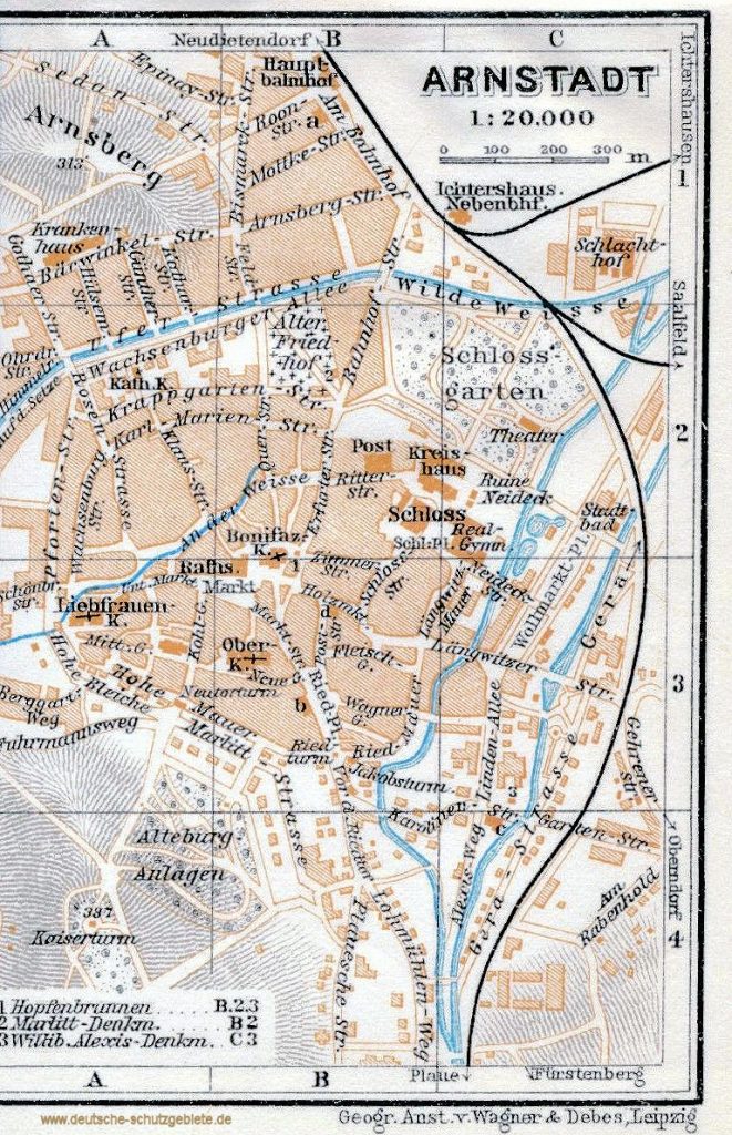 Arnstadt Stadtplan 1910 (Wagner & Debes Leipzig)
